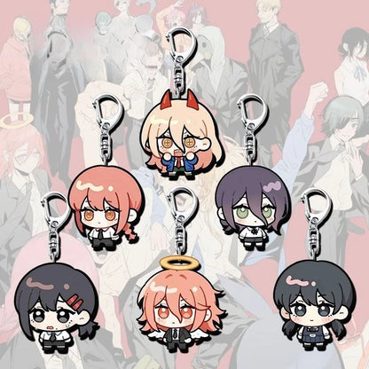 Chainsaw Man Keychain - Makima Chibi Rubber Round Red Hair Black Uniform