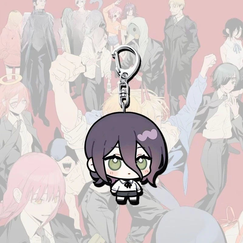 Chainsaw Man Keychain - Makima Chibi Rubber Round Red Hair Black Uniform