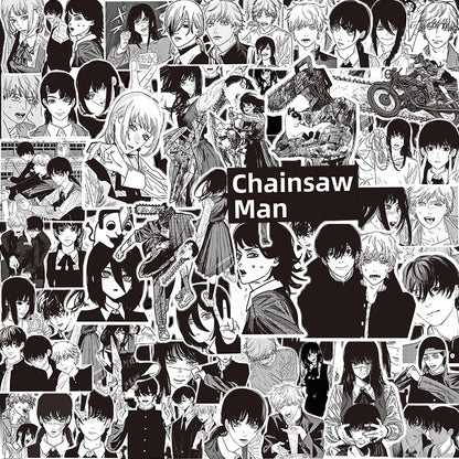 Chainsaw Man Stickers Pack – Collage Manga Noir et Blanc 75pcs