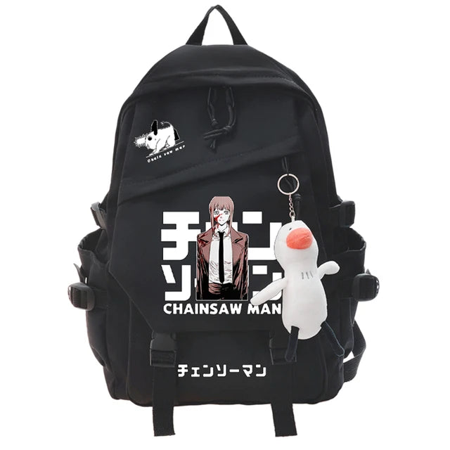 Chainsaw Man Backpack Set - Makima Full Portrait Black and White Stylish
