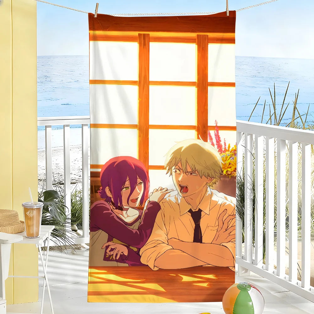 Chainsaw Man Beach Towel – Aki Power Romantic Sunset Style