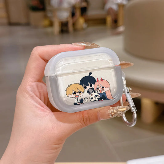 Chainsaw Man Coque AirPods – Denji & Power & Aki Chibi Étui Transparent