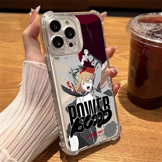 Chainsaw Man Coque iPhone – Power Logo Texte Étui Transparent