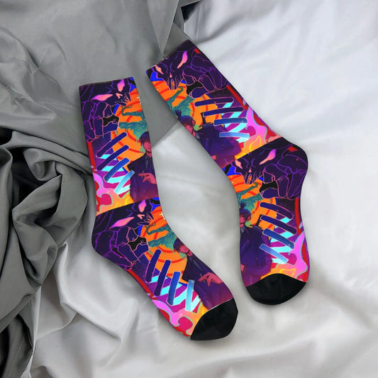 Chainsaw Man Printed Socks – Geometric Purple Edition