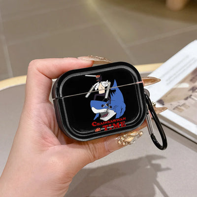 Chainsaw Man Coque AirPods – Requin Tronçonneuse Noir Étui Mousqueton