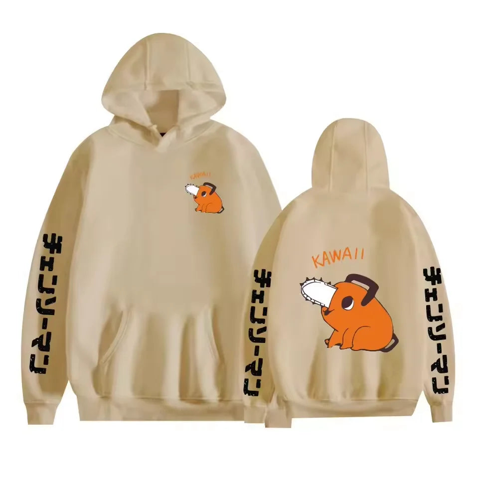 Chainsaw Man Sweat à Capuche – Pochita Kawaii Édition Beige