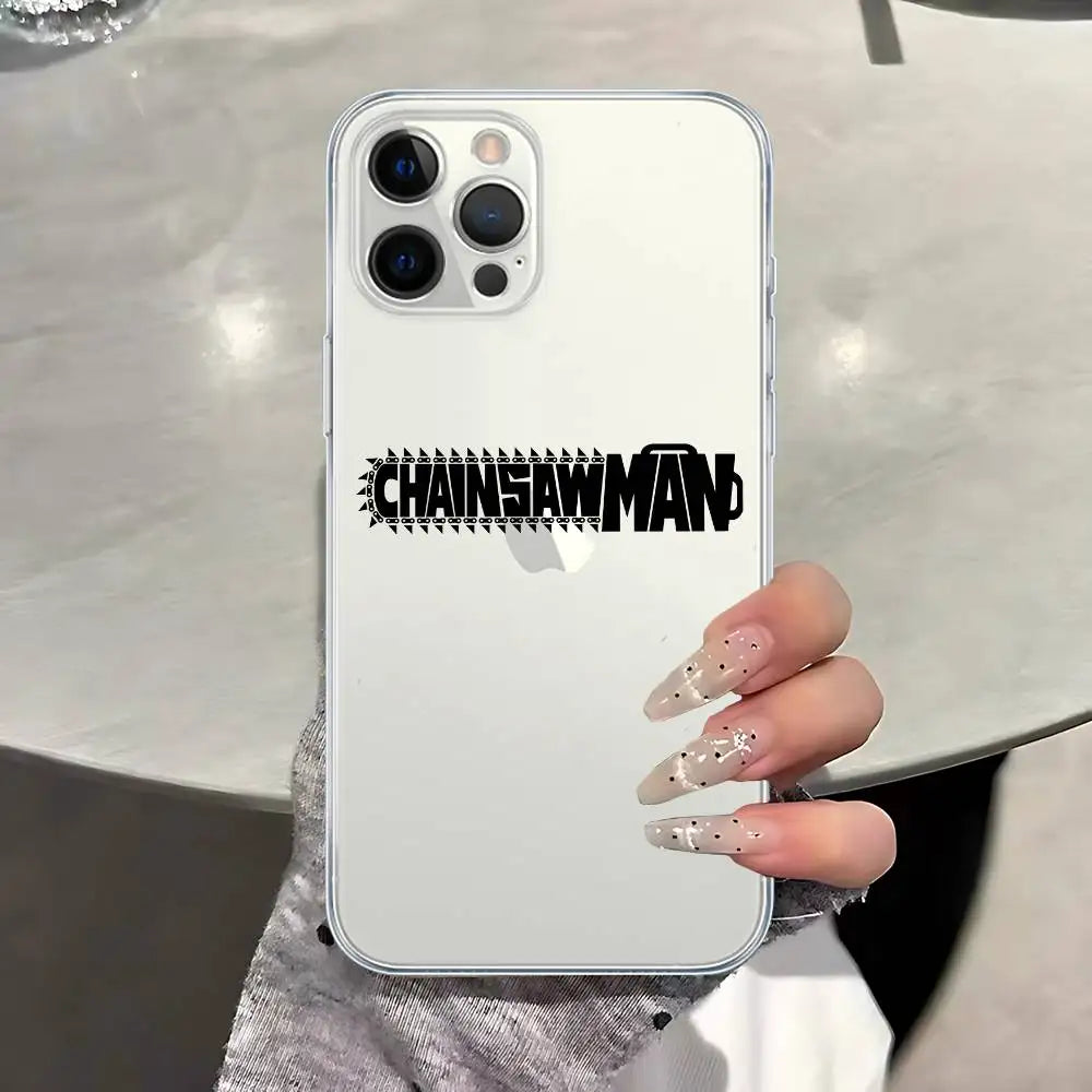 Chainsaw Man Coque iPhone – Logo Minimaliste Étui Transparent