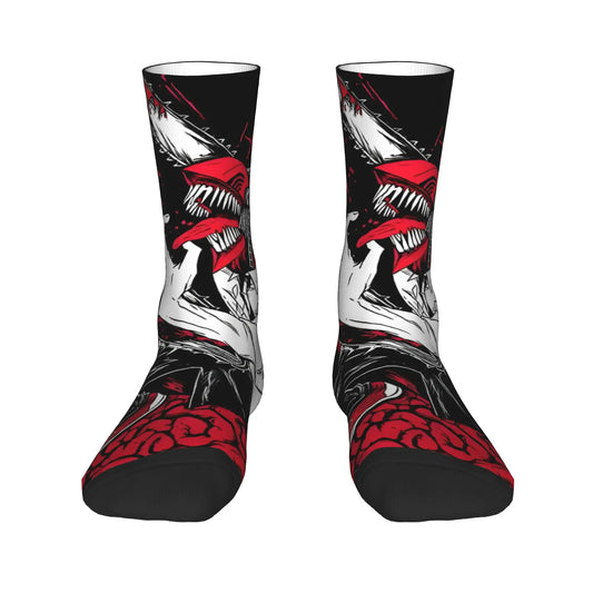 Chainsaw Man Chaussettes Imprimées – Denji Tronçonneuse Édition Rouge & Noir