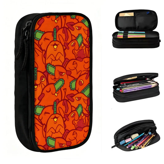 Chainsaw Man Trousse Kawaii – Pochita Motif Orange Pochette Scolaire