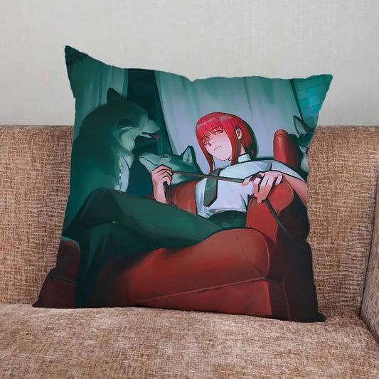 Chainsaw Man Coussin Décoratif – Makima & Loup Détente Édition Cosy