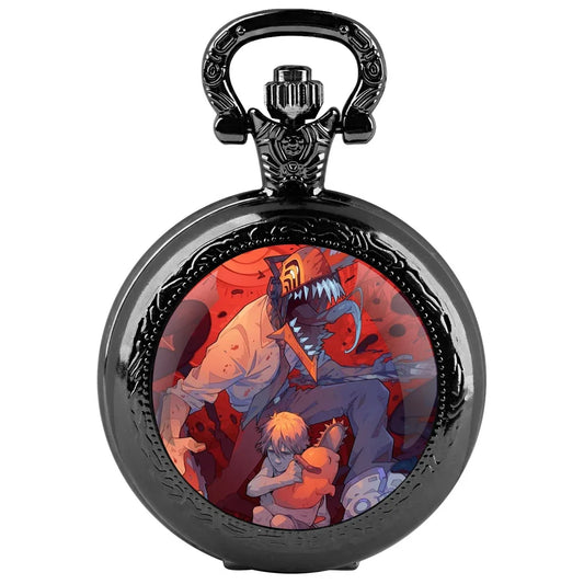 Chainsaw Man Montre de Poche en Verre – Denji Style Noir Classique