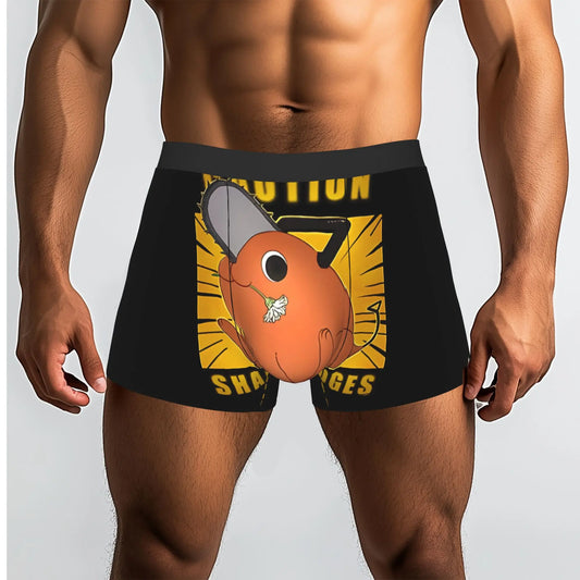 Chainsaw Man Boxer Homme – Pochita Caution Édition Doodle Jaune
