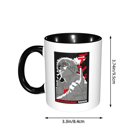 Chainsaw Man Mug – Denji Combat Noir et Blanc Intérieur Noir