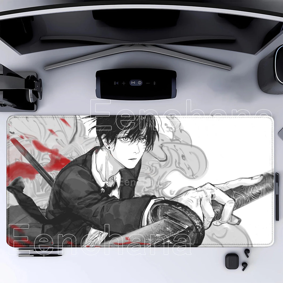 Chainsaw Man Mouse Pad - Bloody Katana Aki Large Desk Mat