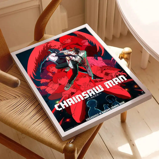 Chainsaw Man Affiche Poster – Denji Combat Rouge Édition Manga