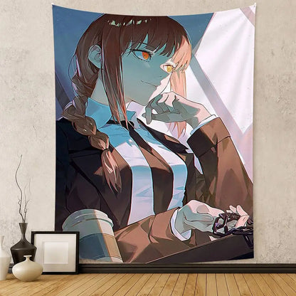 Chainsaw Man Wall Tapestry – Makima Chains Blue Edition