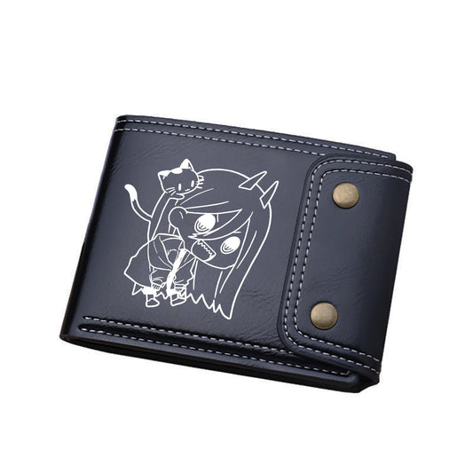 Chainsaw Man Cartera – Power Chibi Neko Style Grabado Cuero Negro