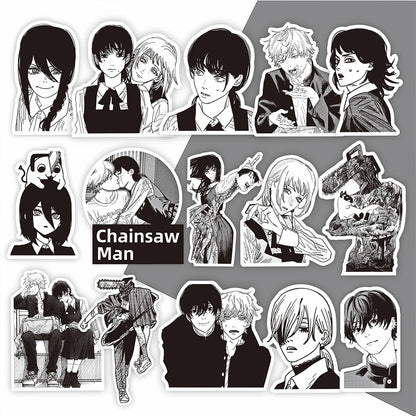 Chainsaw Man Stickers Pack – Collage Manga Noir et Blanc 75pcs