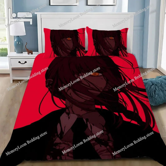 Chainsaw Man Parure de Lit Couette & Taies – Makima Silhouette Rouge Édition Intense