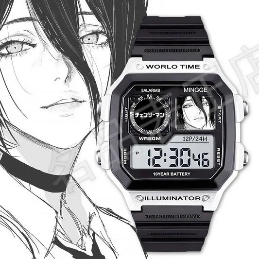 Chainsaw Man Montre Universelle – Reze Manga Noir et Blanc Style Sketch