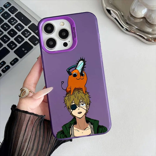 Chainsaw Man Coque iPhone – Pochita Denji Étui Violet