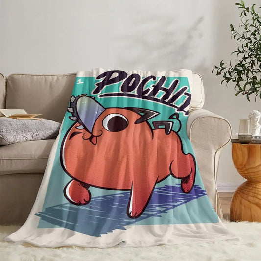 Chainsaw Man Plaid Couverture – Pochita Logo Style Streetwear