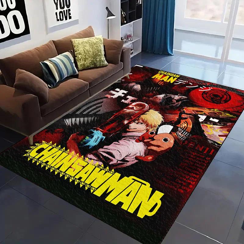 Chainsaw Man Washable Rug – Red Comic Edition