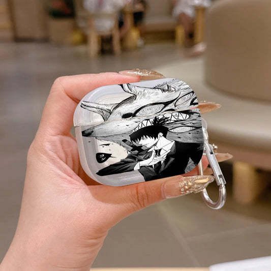 Chainsaw Man Coque AirPods – Aki Manga Noir et Blanc Étui avec Mousqueton