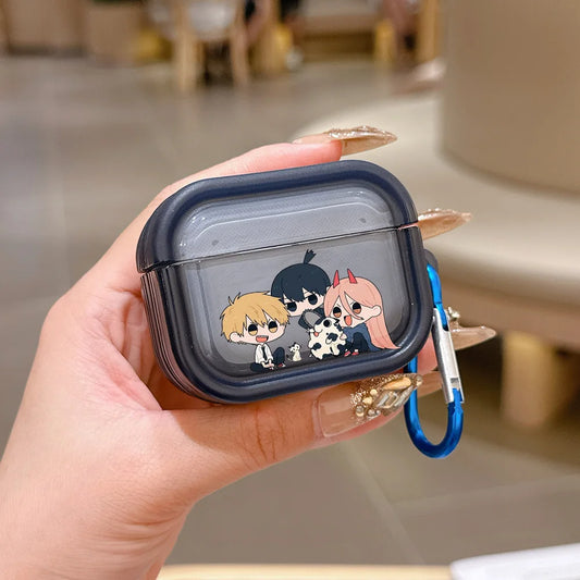 Chainsaw Man Coque AirPods – Deji & Aki & Power Chibi Étui Transparent