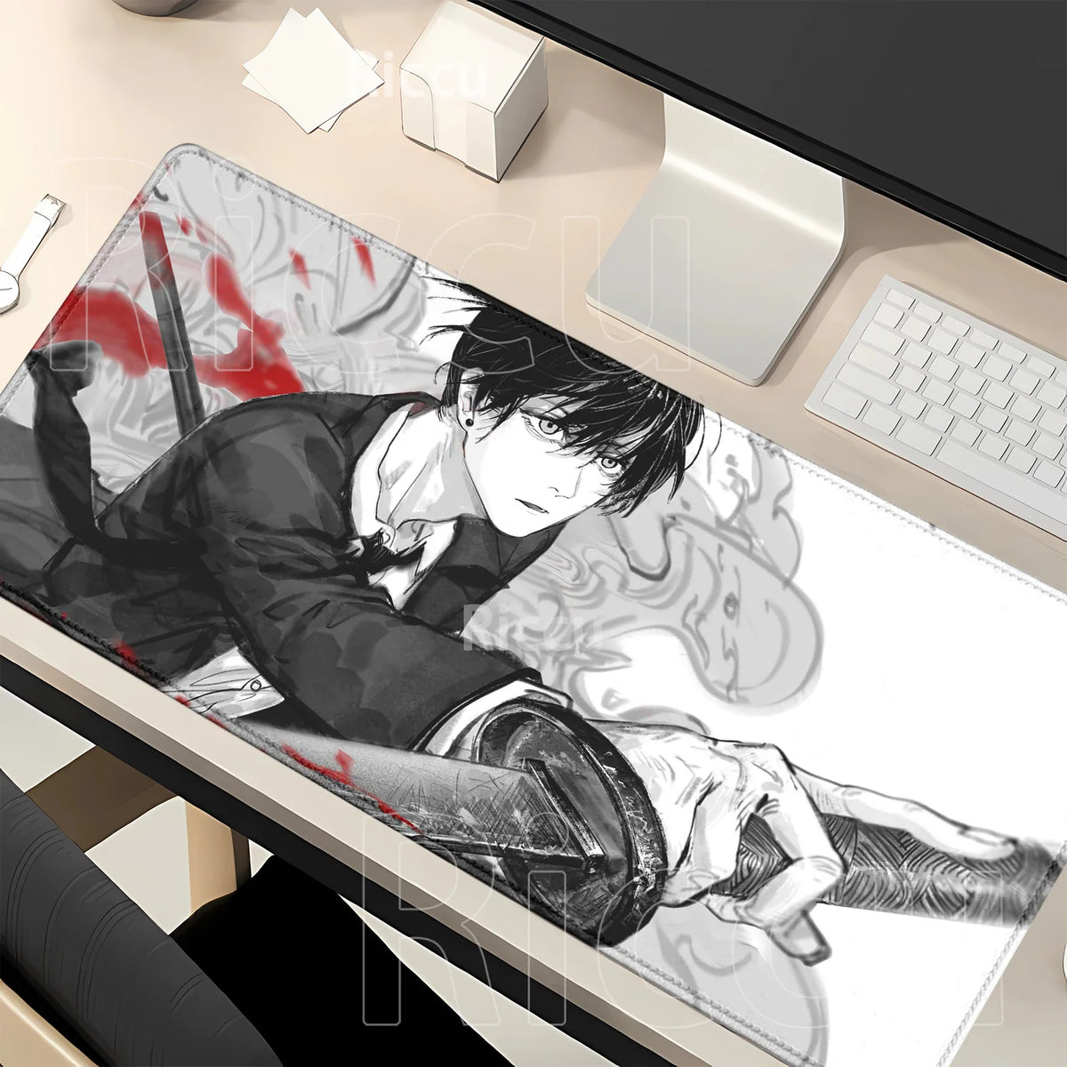 Chainsaw Man Mouse Pad - Bloody Katana Aki Large Desk Mat