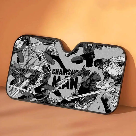Chainsaw Man Car Sunshade – Manga Black & White Pare-soleil