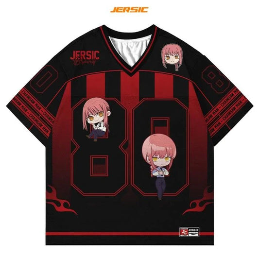 Chainsaw Man Maillot Jersey – Power & Reze Numéro 80 Édition Rouge