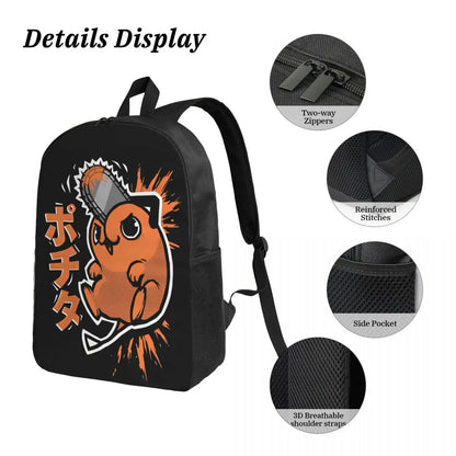 Chainsaw Man Backpack Set - Denji Devil Form Combat Orange Style Action 3-Piece Set