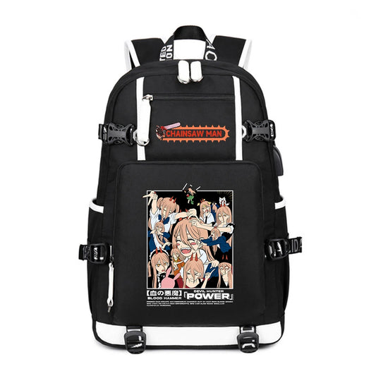 Chainsaw Man Sac à Dos – Groupe Personnages Coloré Style Comics Grande Capacité Oxford Noir