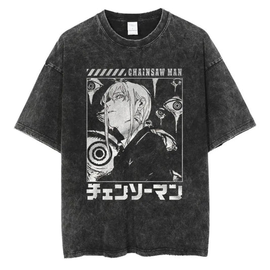 Chainsaw Man T-Shirt Délavé – Makima Spirale Édition Vintage