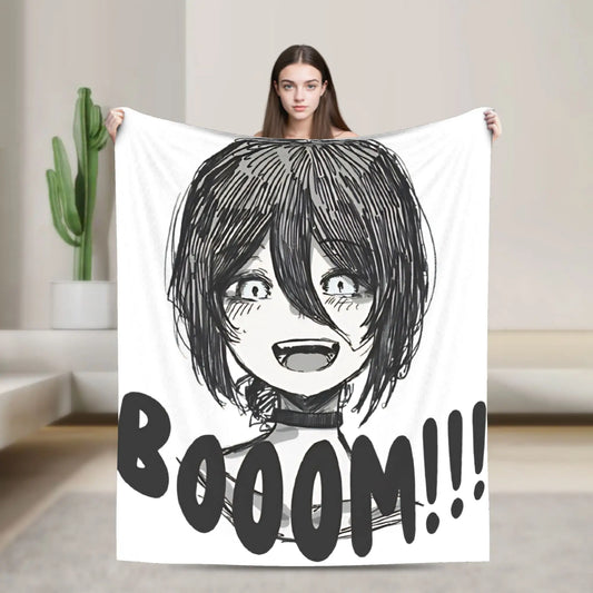 Chainsaw Man Plaid Couverture – Reze Booom Édition Comic Noir et Blanc