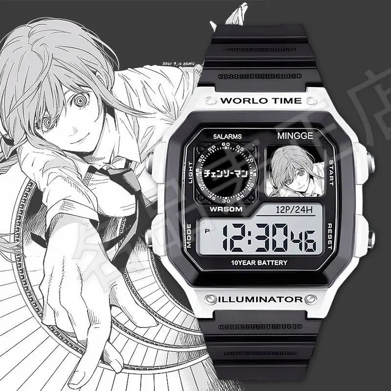 Chainsaw Man Montre Universelle – Makima Manga Noir et Blanc Style Sketch