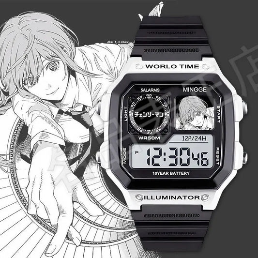 Chainsaw Man Montre Universelle – Makima Manga Noir et Blanc Style Sketch