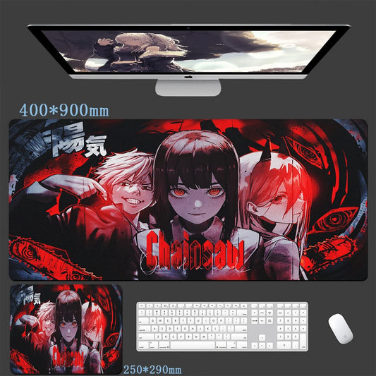 Chainsaw Man Tapis de Souris – Makima & Power Duo Écarlate Grand Format Bureau