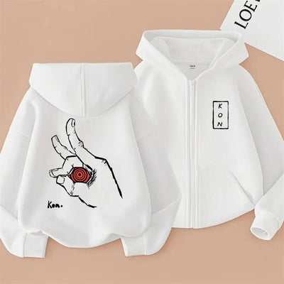 Chainsaw Man Sweat à Capuche Zippé – Symbole Main Édition Blanche
