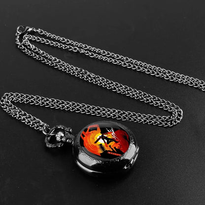 Chainsaw Man Montre de Poche en Verre – Denji Devil Combat Style Doré Élégant