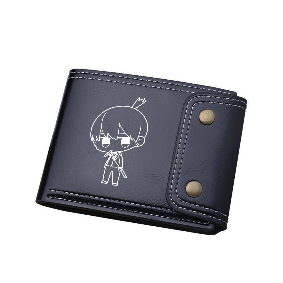 Chainsaw Man Wallet – Aki Chibi Elegant Fine Engraving Black Leather