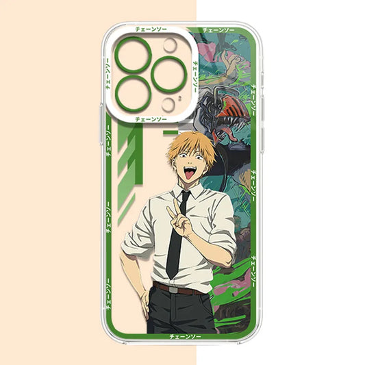 Chainsaw Man Coque Samsung – Denji Vert Étui Transparent