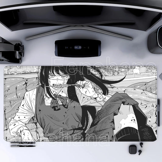 Chainsaw Man Tapis de Souris – Scène Manga aux Lunettes Grand Format Bureau