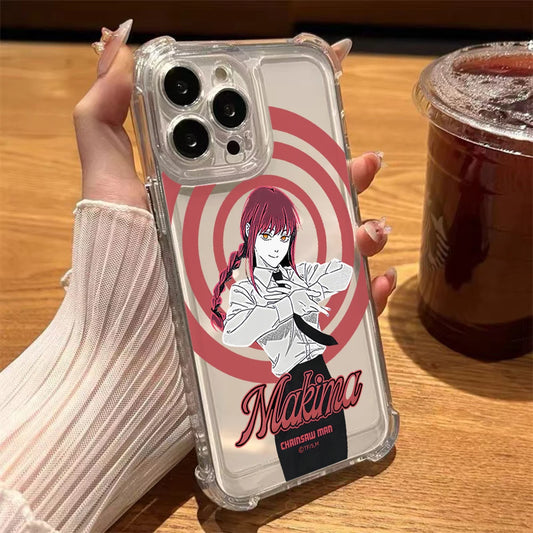 Chainsaw Man Coque iPhone – Makima Spirale Rouge Étui Transparent