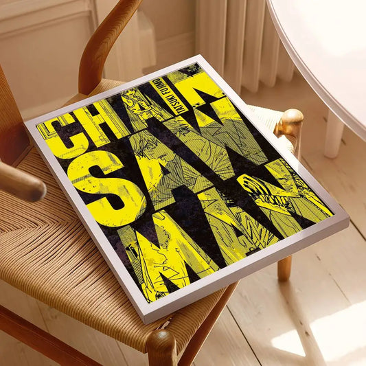Chainsaw Man Affiche Poster – Logo Typographie Jaune Style Manga