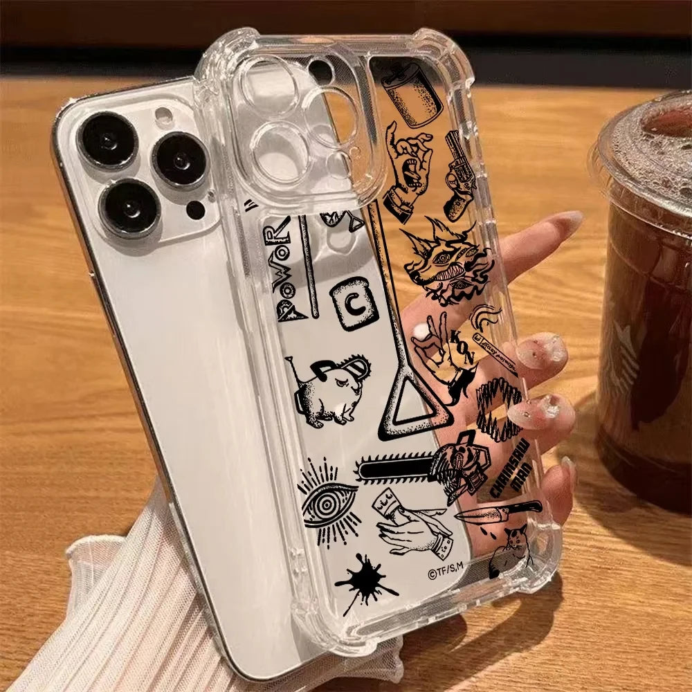 Chainsaw Man Funda iPhone – Makima Espiral Roja Carcasa Transparente
