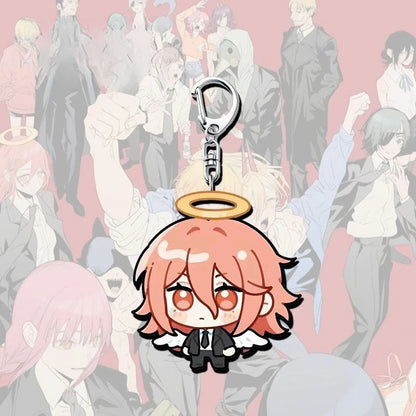 Chainsaw Man Keychain - Makima Chibi Rubber Round Red Hair Black Uniform