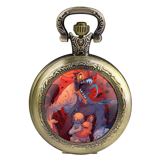 Chainsaw Man Montre de Poche en Verre – Denji Style Bronze Antique