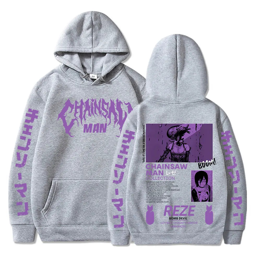 Chainsaw Man Sweat à Capuche – Reze Collection Édition Grise